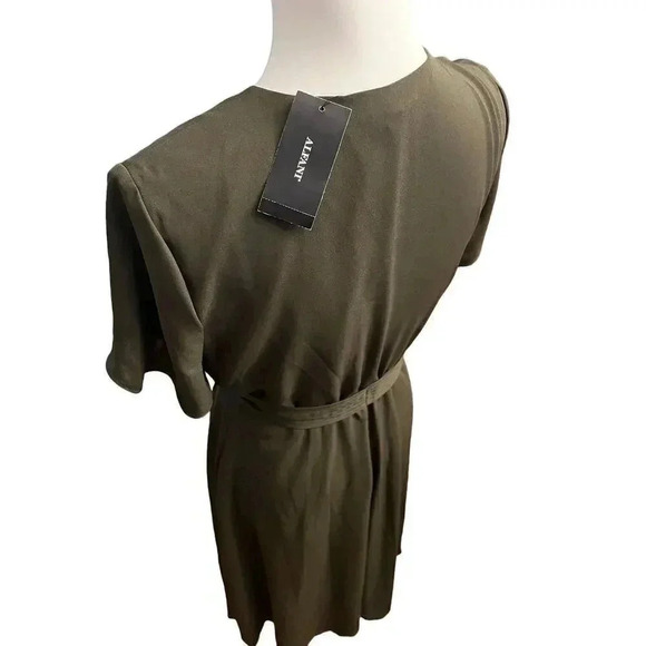 Alfani NWT wrap dress with belt olive green size 4 - Picture 5 of 7